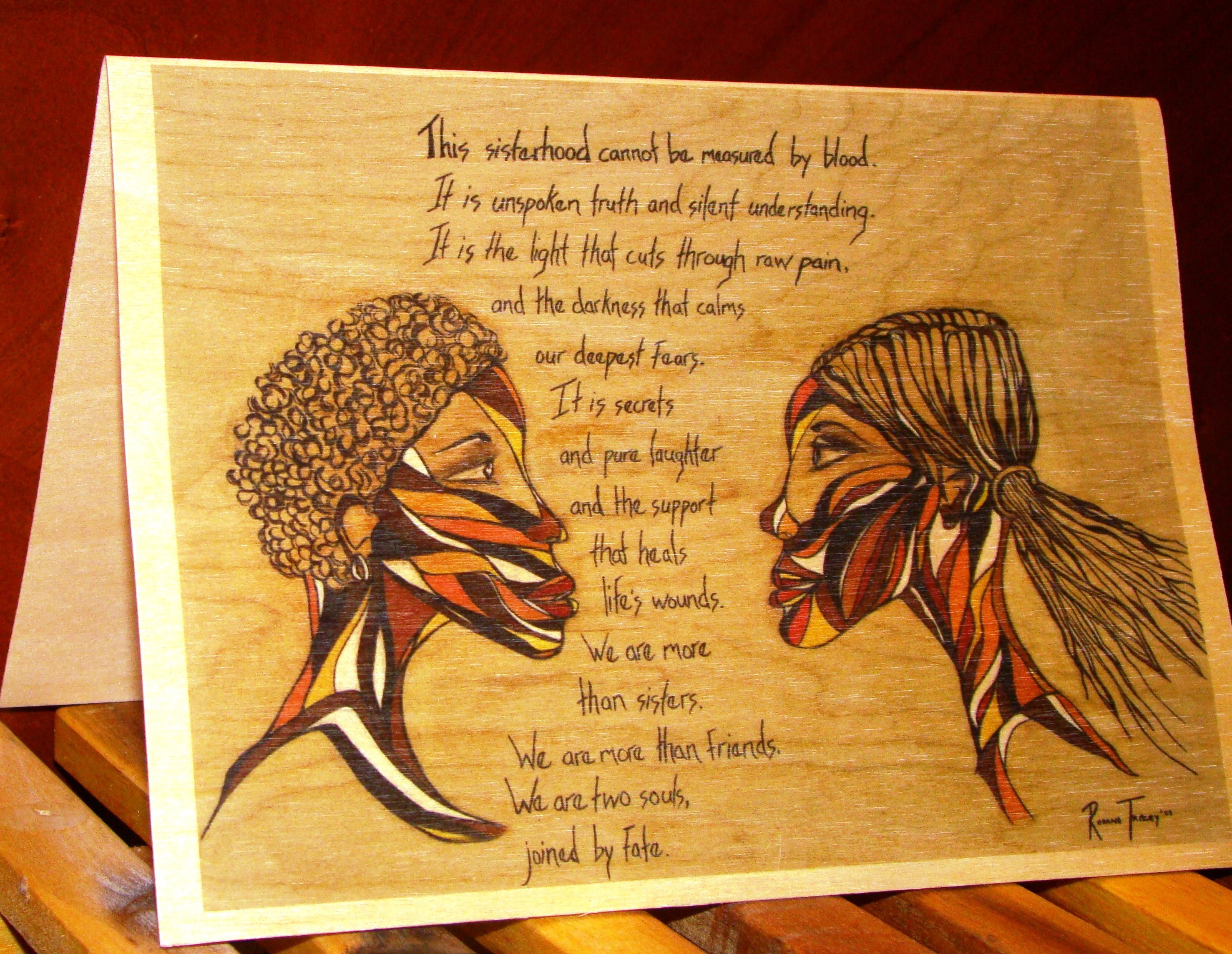 sisterhood wooden greeting card