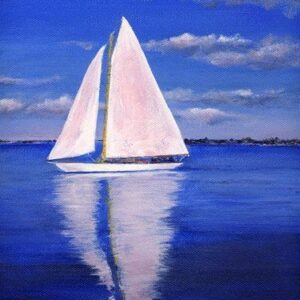 In-Studio Paint Night - Blue Skies and White Sail Boat Acrylic Painting