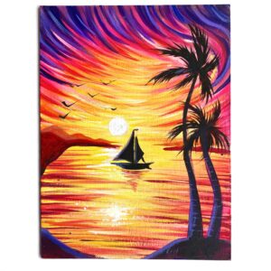 In-Studio Paint Night - Vibrant Boat in the Tropics Acrylic Painting